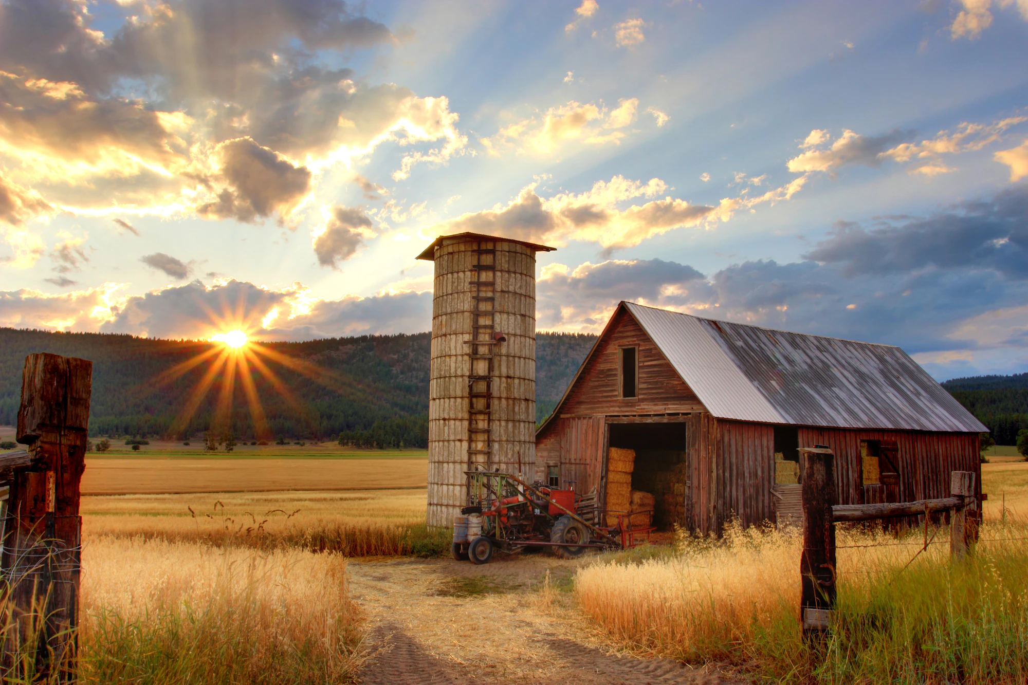 Farm at dusk